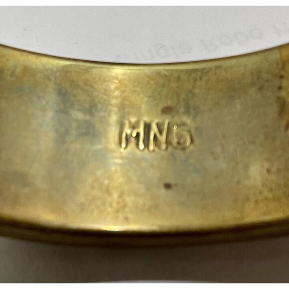 VINTAGE MNG BRASS BONE/STONES BANGLE BRACELET FASHION EUC - Picture 9 of 9